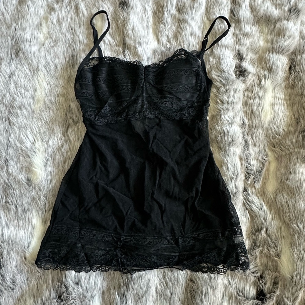 Intenzioni black lace sheer padded slip sz 32C